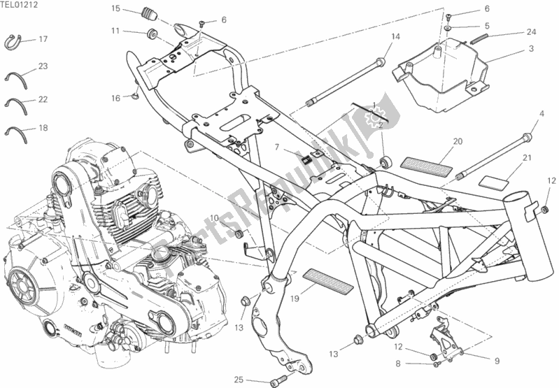 Tutte le parti per il Telaio del Ducati Scrambler Desert Sled USA 803 2019